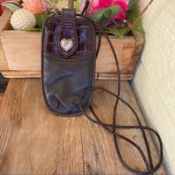 👜VINTAGE BRIGHTON LEATHER GLASSES/SUNGLASSES CROSSBODY PURSE/HOLDER. GUC! - Picture 1 of 5